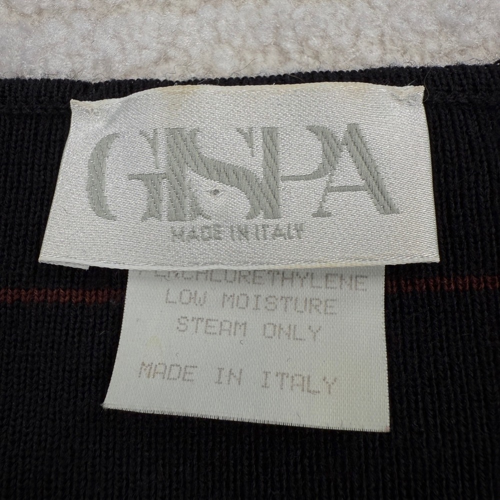 GISPA Italy Sweater Women's 10 Vintage Merino Wool Blend Striped Black 90's - Picture 3 of 14